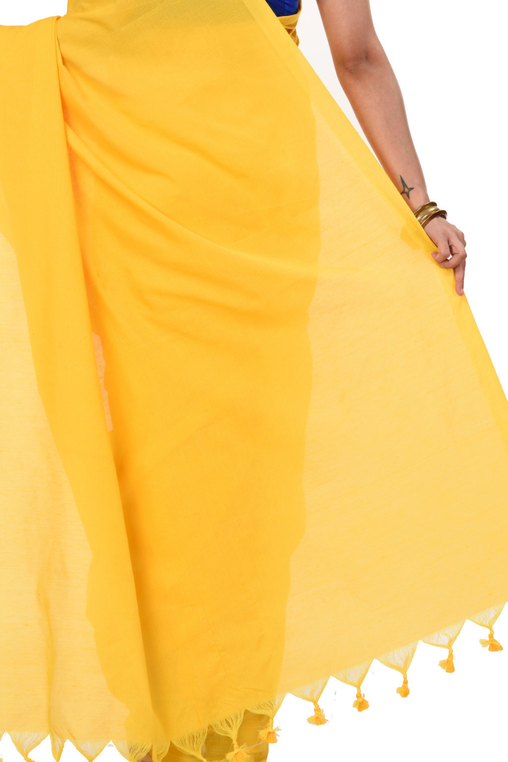 Yellow Pure Cotton ThanKhadi Hand Loom Saree (447)